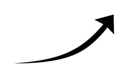 Black curve arrow growth on transparent background. Arrow sing design template png.