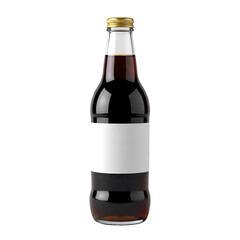 Glass Soda Bottle with Cola and Blank Label Mockup Isolated on White