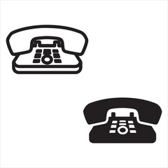 Classic rotary dial telephone icons in outline and silhouette styles