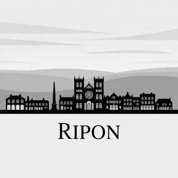 Ripon Skyline Silhouette - Historic English Cathedral City Vector Illustration