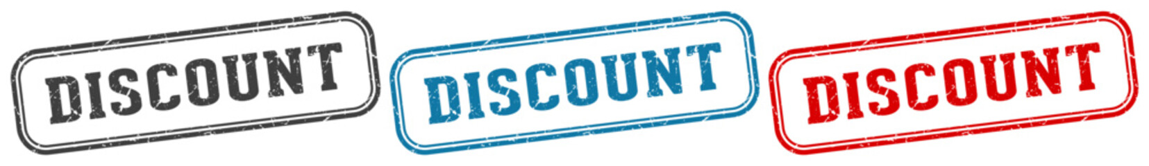 discount stamp. discount rectangular stamp set isolated on white background