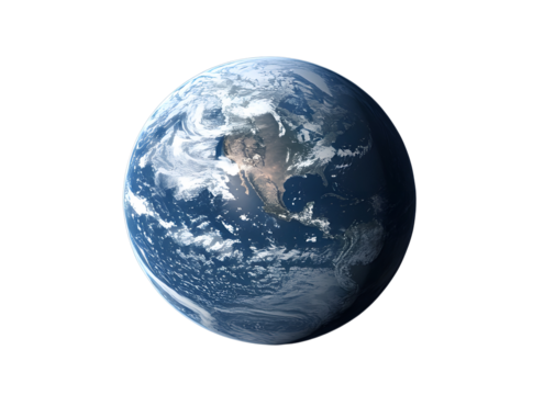 Detailed View of Planet Earth Showing North and Central America with Cloud Cover and Ocean Currents isolated on a transparent background 3 - Powered by Adobe