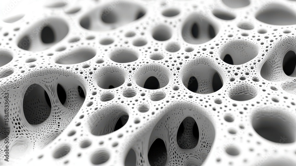 Poster abstract grayscale 3d porous structure with textured surface
