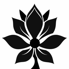 Obraz premium Elegant Black and White Lotus Flower Illustration A Simple, Stylish Floral Design