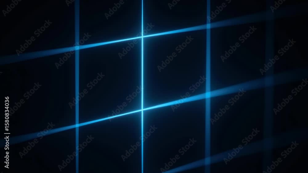 Poster abstract neon grid pattern with blue lines on dark background for modern digital art concept