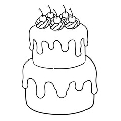 Cute Hand drawn Birthday Cake Illustration