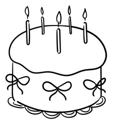 Cute Hand drawn Birthday Cake Illustration