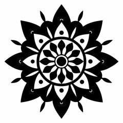 Intricate Black and White Mandala Design Geometric Floral Pattern for Art, Print, and Decoration