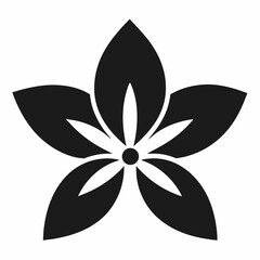 Elegant Black and White Floral Design Simple Star Flower Illustration