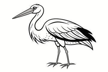 coloring page line art the stork black vector
