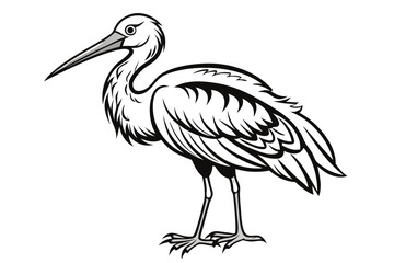 coloring page line art the stork black vector