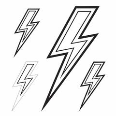 Lightning Bolt Icon Set Vector Graphics, Flash, Electricity Symbol, Energy Design Elements