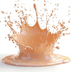 Beige Liquid Crown Splash on White Background