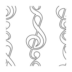 Treble Clef Pattern on with Repeating Musical Symbols Note