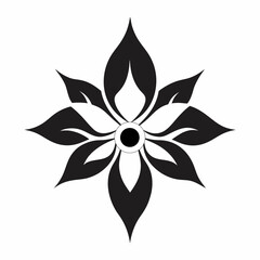 Elegant Black and White Floral Design A Symmetrical Flower Illustration for Art, Decor, and Design Projects