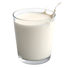 Glass of Fresh Milk with Splash Effect Isolated on White Background