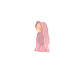 Muslim Bride in Pink Hijab Gown – Wedding Clipart of Modest Woman