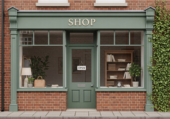 The Charming Facade of a Traditional Bookstore with an Open Sign