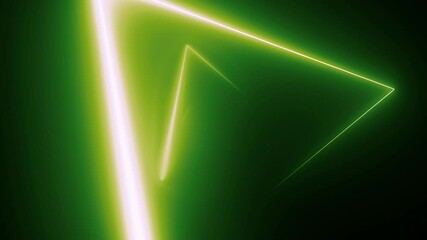 4K Abstract geometric neon background. Green Neon triangle lights background. - Powered by Adobe
