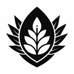 Elegant Black and White Botanical Leaf Emblem Design Nature Inspired Logo for Organic Products, Wellness Brands, and Eco-Friendly Businesses