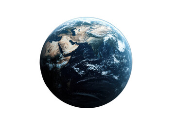 Detailed View of Planet Earth Showing Continents Oceans and Cloud Formations isolated on a transparent background 3
