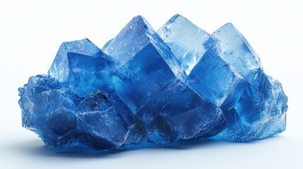 Fototapeta premium Blue Crystal Cluster on White Background