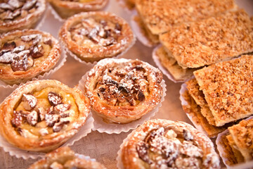 Traditional portuguese cakes pasteis de nata. Freshly baked crunchy traditional Portuguese dessert....