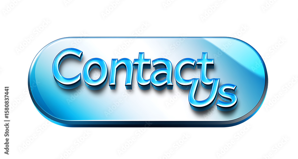Poster blue glossy contact us button web graphic element isolated on a transparent background