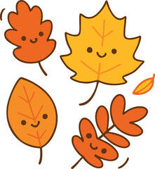 Autumn leaves and acorns vector set with colorful seasonal design elements