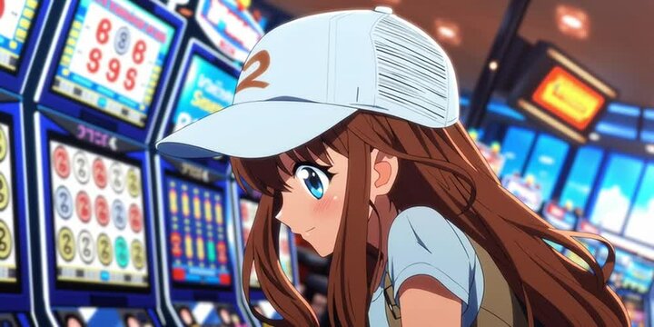 Anime style woman in Las Vegas casino