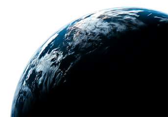Earth Planet Curvature View Blue Ocean Cloudscape isolated on a transparent background