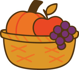 Pumpkin and Apple Vector Illustration for Autumn Harvest and Thanksgiving Theme