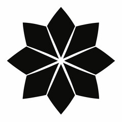Geometric Eight-Pointed Star Shape Abstract Black and White Design Element