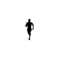 Front view athlete male runner silhouette vector illustration design