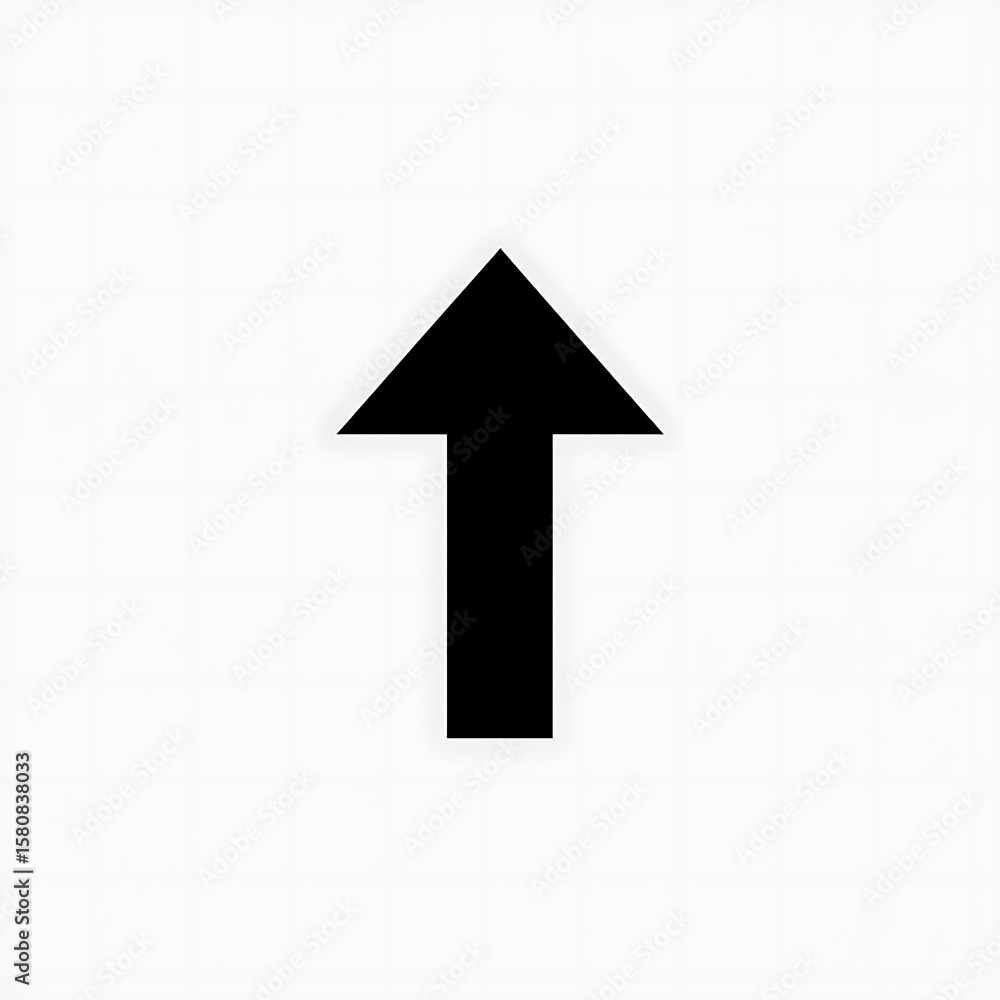 Poster black arrow pointing upwards on a white grid background direction symbol