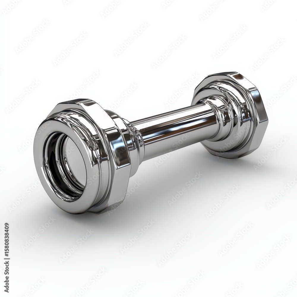 Poster chrome dumbbell shaped object 3d render
