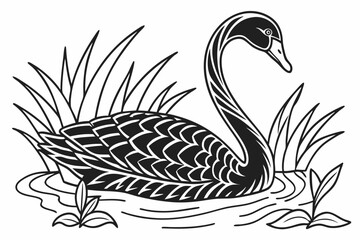 coloring page line art the goose black vector