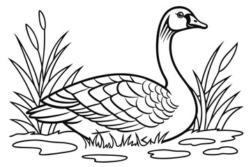 coloring page line art the goose black vector