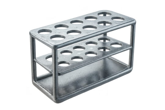 Silver metal test tube rack isolated on a transparent background, clean look - Powered by Adobe