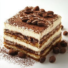 Classic Tiramisu Dessert with Cocoa and Chocolate Shavings
