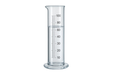 Graduated cylinder filled with liquid isolated on transparent background studio shot