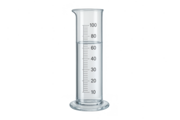 Graduated cylinder filled with liquid isolated on transparent background studio shot