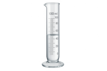Graduated cylinder with liquid isolated on transparent background, chemistry tool