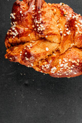 Brioche sweet baked dessert fluffy baked goods fresh delicious gourmet food background on the table...