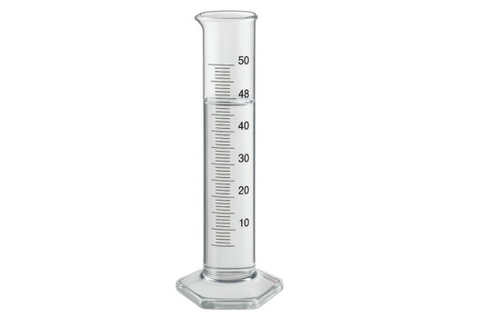 Laboratory graduated cylinder isolated on transparent background filled partially