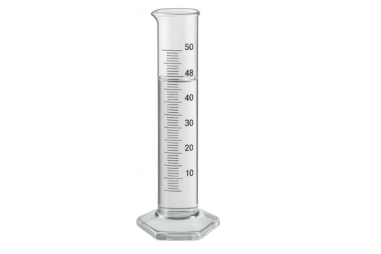 Laboratory graduated cylinder isolated on transparent background filled partially