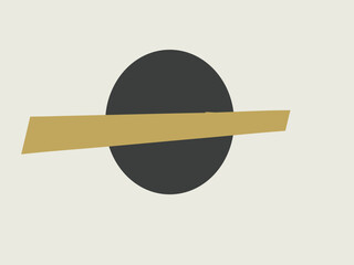 Dark circle with golden stripe abstract design background black