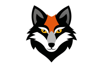 Obraz premium Stunning Calico Wolf Head with Fur on White Background – High-Quality Wildlife Art