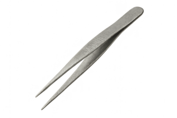 Stainless steel tweezers isolated on a transparent background, precision tool