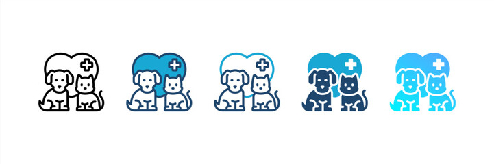Pets icon set multiple style collection